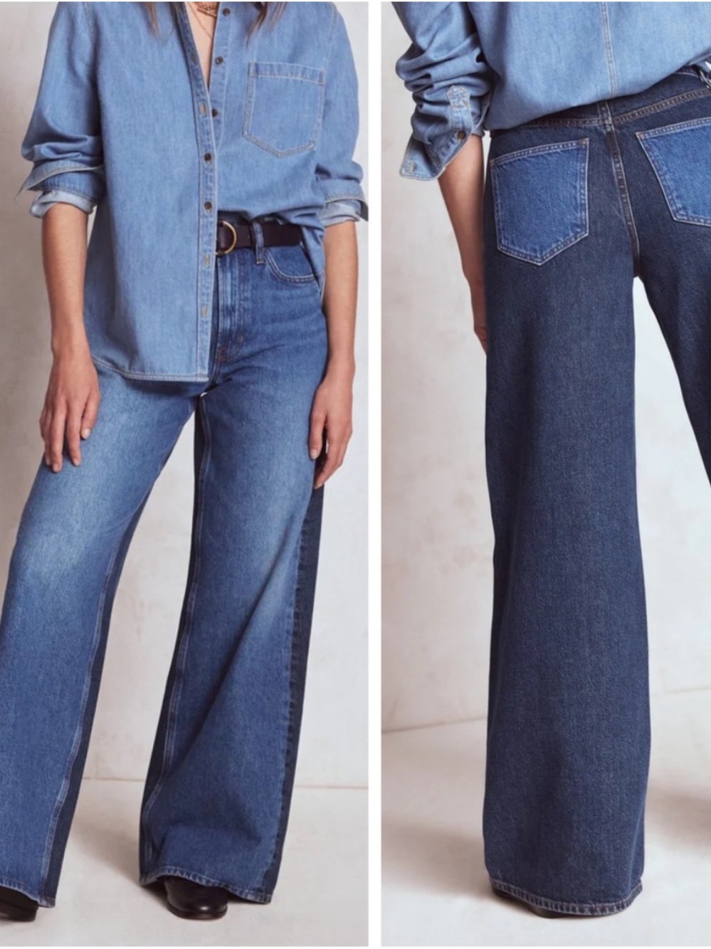 Boden Hotch Potch High Rise Wide Leg Jeans Two Tone Retro Denim Size 26R